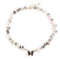 Edelstein Halskette, mit Zinklegierung, mit Verlängerungskettchen von 5cm, Schmetterling, goldfarben plattiert, Modeschmuck & für Frau, keine, 24x17mm, Länge ca. 46 cm, verkauft von PC