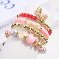 Acrylic Bracelets with Zinc Alloy gold color plated fashion jewelry & for woman mixed colors  Length Approx 6 cm Sold By Set