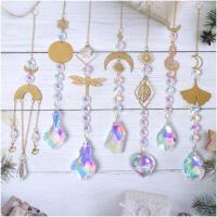 Hanging Ornaments, Crystal, with Iron, gold color plated, faceted, more colors for choice, 450mm, Sold By PC