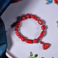 Cinnabar Bracelet, fashion jewelry & for couple, red, Length:Approx 18 cm, Sold By PC