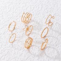 Zinc Alloy Ring Set with Plastic Pearl gold color plated for woman & hollow golden nickel lead & cadmium free Approx Sold By Set