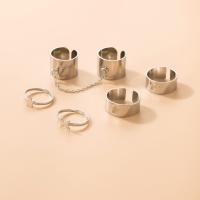 Juego de anillos de aleación de zinc, chapado en color de plata, Ajustable & para mujer & hueco, plateado, libre de níquel, plomo & cadmio, aproximado 6PCs/Set, Vendido por Set