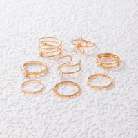 Zink legering Ring Sæt, Zinc Alloy, med Plastic Pearl, guldfarve belagt, for kvinde & hule, gylden, nikkel, bly & cadmium fri, Ca. 8pc'er/sæt, Solgt af sæt