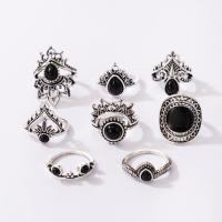 Tibetan Style Ring Set, silver color plated, vintage & for woman & enamel, silver color, nickel, lead & cadmium free, Approx 8PCs/Set, Sold By Set