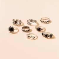 Juego de anillos de aleación de zinc, chapado en color de plata, Vintage & para mujer & con diamantes de imitación & hueco, plateado, libre de níquel, plomo & cadmio, aproximado 8PCs/Set, Vendido por Set
