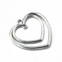 Zinc Alloy Heart Pendants antique silver color plated Double Layer & DIY & 1/1 loop & hollow silver color nickel lead & cadmium free Sold By PC