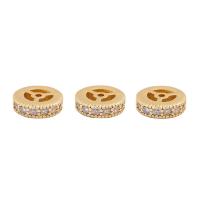 Brass Spacer Beads, Flat Round, gold color plated, DIY & micro pave cubic zirconia, golden, nickel, lead & cadmium free, 7.50x2.20mm, Sold By PC