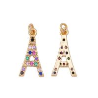 Cubic Zirconia Micro Pave Brass Pendant Tower gold color plated DIY & micro pave cubic zirconia golden nickel lead & cadmium free Sold By PC