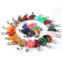 Gemstone Pendant with Brass silver color plated mixed colors 10-20mm Sold By Bag