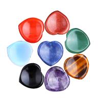 Полудрагоценный камень Сердце, Связанный вручную, Массаж & различные материалы для выбора, Много цветов для выбора, 40x40x6.50mm, продается PC