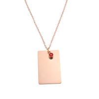 Stainless Steel Jewelry Necklace, 304 Stainless Steel, with 1.97 extender chain, Rectangle, Vacuum Ion Plating, fashion jewelry & with rhinestone, more colors for choice, 45x32mm, Length:19.7 Inch, Sold By PC