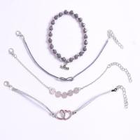 Fashion Create Wax Cord Bracelets Zinc Alloy with Seedbead & Wax Cord with 1.97inch extender chain platinum color plated 4 pieces & Unisex nickel lead & cadmium free Length Approx 7.48 Inch Sold By Set