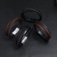 PU Leather Cord Bracelets with Zinc Alloy fashion jewelry & multilayer & Unisex Length Approx 8.07 Inch Sold By PC