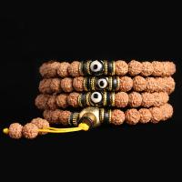 108 Mala Beads Rudraksha with Coco & Tibetan Agate & Brass multilayer & Unisex Approx Sold By Strand