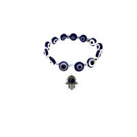 Bracelet Evil Eye bijoux, résine, avec plastique revêtu de cuivre, Main de Fatma, Placage de couleur argentée, bijoux de mode & pour femme, plus de couleurs à choisir, 10mm, Longueur:Environ 19 cm, Vendu par PC