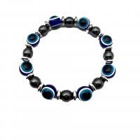 Evil Eye Jewelry Bracelet, Resin, with Non Magnetic Hematite & Copper Coated Plastic, silver color plated, fashion jewelry, more colors for choice, 10mm,8mm, Length:Approx 19 cm, Sold By PC