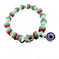 Bracelet Evil Eye bijoux, résine, avec hématite non magnétique & plastique revêtu de cuivre & alliage de zinc, Rond, Placage, bijoux de mode, plus de couleurs à choisir, 10mm,8mm, Longueur:Environ 19 cm, Vendu par PC