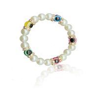 Evil Eye Jewelry Bracelet, Resin, with Lava & Plastic Pearl & Tibetan Style, gold color plated, fashion jewelry, more colors for choice, 10mm, Length:Approx 20 cm, Sold By PC