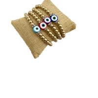 Evil Eye sieraden Armband, Zinc Alloy, met Polymer Clay, Ronde, gold plated, mode sieraden & voor vrouw, meer kleuren voor de keuze, nikkel, lood en cadmium vrij, 5x10mm, Lengte Ca 19 cm, Verkocht door PC