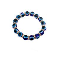 Evil Eye Jewelry Bracelet, Resin, with Tibetan Style, Round, gold color plated, fashion jewelry & with rhinestone, more colors for choice, 10mm, Length:Approx 19 cm, Sold By PC