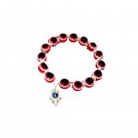 Bracelet Evil Eye bijoux, résine, avec plastique revêtu de cuivre, Main de Fatma, Placage de couleur argentée, bijoux de mode, plus de couleurs à choisir, 10mm, Longueur:Environ 19 cm, Vendu par PC