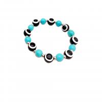 Evil Eye Jewelry Bracelet, Resin, with Natural Turquoise & Copper Coated Plastic, Round, plated, fashion jewelry & for woman, more colors for choice, 10mm,8mm,4-6mm, Length:Approx 19 cm, Sold By PC