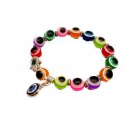 Evil Eye sieraden Armband, Hars, met Zinc Alloy, Ronde, plated, mode sieraden & voor vrouw, meer kleuren voor de keuze, 12mm,10mm, Lengte Ca 19 cm, Verkocht door PC