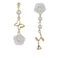 Asymmetric Earrings Zinc Alloy with Resin & Plastic Pearl Rose gold color plated fashion jewelry & for woman nickel lead & cadmium free 65mm Sold By Pair