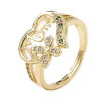 Cúbicos Circonia Micro Pave anillo de latón, metal, color del oro de la alta calidad chapado, Ajustable & micro arcilla de zirconia cúbica & para mujer & hueco, 18mm, Vendido por UD