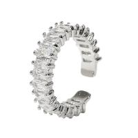Cúbicos Circonia Micro Pave anillo de latón, metal, chapado en color de platina, Ajustable & micro arcilla de zirconia cúbica & para mujer, 17mm, Vendido por UD