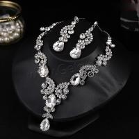 Vještački dijamant nakita skupova, naušnica & ogrlica, pozlaćen, za žene, više boja za izbor, 62x20mm, Prodano By Set
