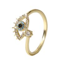 Cubic Zirconia Micro Pave Brass Ring, gold color plated, Adjustable & micro pave cubic zirconia & for woman, 18mm, Sold By PC