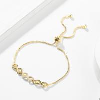 Cubic Zirconia Micro Pave Brass Bracelet, gold color plated, micro pave cubic zirconia & for woman, 220mm, Sold By PC