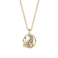 Cubic Zircon Micro Pave Brass Necklace, gold color plated, micro pave cubic zirconia & for woman & hollow, 20x25mm, Length:Approx 17.7 Inch, Sold By PC