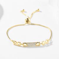 Cubic Zirconia Micro Pave Brass Bracelet, gold color plated, micro pave cubic zirconia & for woman & hollow, 220mm, Sold By PC