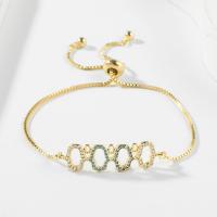 Cubic Zirconia Micro Pave Brass Bracelet high quality gold color plated micro pave cubic zirconia & for woman & hollow gold 220mm Sold By PC