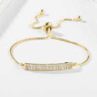 Cubic Zirconia Micro Pave Brass Bracelet, gold color plated, micro pave cubic zirconia & for woman, gold, 220mm, Sold By PC