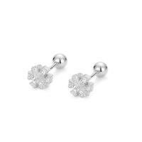 925 Sterling Silver Stud Earrings, plated, for woman & with rhinestone, more colors for choice, 5.80x5.80mm, Sold By Pair