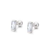 925 Sterling Silver Stud Earring, silver color plated, micro pave cubic zirconia & for woman, more colors for choice, 2.50x6.50mm, Sold By Pair