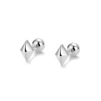 925 Sterling Silver Stud Earrings, plated, for woman, more colors for choice, 7.60x7.60mm, Sold By Pair