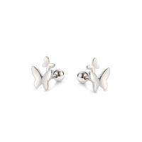 925 Sterling Silver Stud Earrings Butterfly silver color plated for woman Sold By Pair