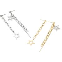 Asymmetric Earrings 304 Stainless Steel Star Vacuum Ion Plating for woman & with rhinestone & hollow Sold By Pair