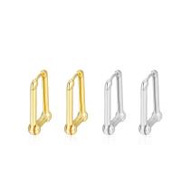 925 Sterling Silver Huggie Hoop Earring, Geometrical Pattern, plated, for woman & hollow, more colors for choice, 13x18mm, Sold By Pair