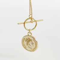 Серебряное ожерелье, 925 пробы, Плоская круглая форма, плакирован золотом, ювелирные изделия моды & Женский, длина Приблизительно 19.6 дюймовый, продается PC