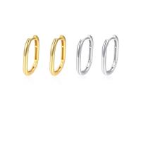 925 Sterling Silver Huggie Hoop Earring, Geometrical Pattern, plated, for woman & hollow, more colors for choice, 16x24mm, Sold By Pair
