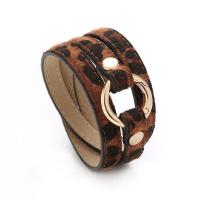 Leather Bracelet, printing, for woman & leopard pattern, more colors for choice, 575x10mm, Sold By PC