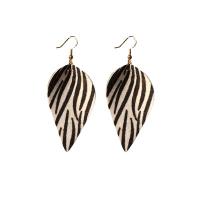 PU Leather Drop Earring, Leaf, printing, dyed & for woman, more colors for choice, 32.50x77mm, Sold By PC