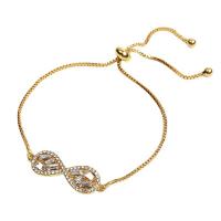 Cubic Zirconia Micro Pave Brass Bracelet gold color plated Adjustable & micro pave cubic zirconia & for woman Length Approx 8.26 Inch Sold By PC