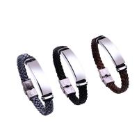 Bracelets cordon PU, cuir PU, avec alliage de zinc, unisexe, plus de couleurs à choisir, 210x10mm, Vendu par PC