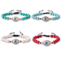 Evil Eye Jewelry Bracelet, turquoise, with Polyester Cord & Tibetan Style, Adjustable & Unisex, more colors for choice, 270mm, Length:Approx 10.62 Inch, Sold By PC